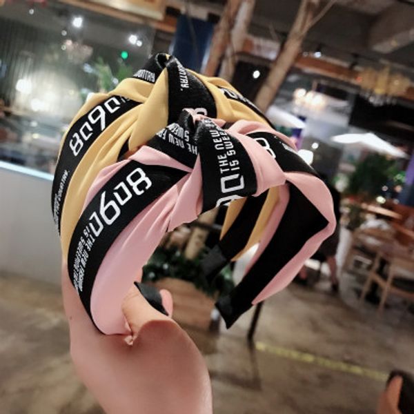 

fashion knot headbands for women - hair hoops wide stripe headband with 8090 letters , cross knot hair band with cloth wrapped, Silver