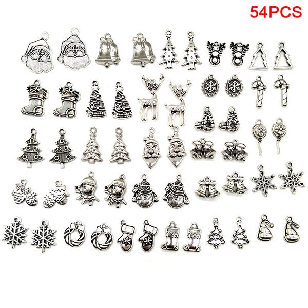 

54pcs vintage metal christmas charm for jewelry making diy christmas gift pendant charms jewelry handmade crafts, Bronze;silver