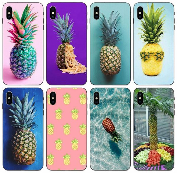 

tongtrade] cartoon summer food fruit pineapple pink case for iphone 11 pro max x xs xr 6 5 5c plus galaxy a60 a6s huawei p9 htc one a9 case