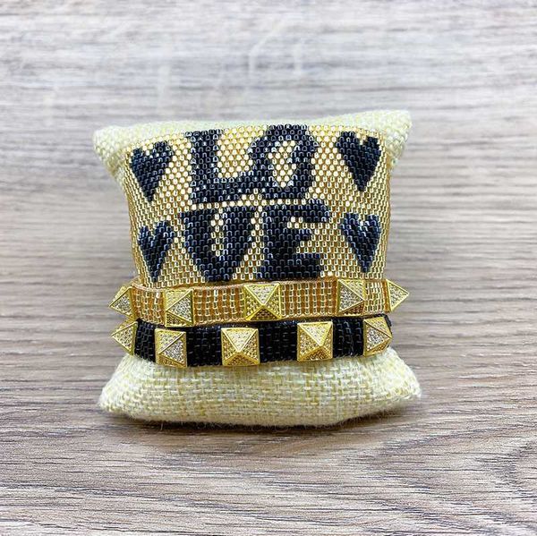 

rttooas love letter miyiki bracelets for women pulseras mujer moda 2020 handmade bead charm bracelets set fashion jewelry, Golden;silver