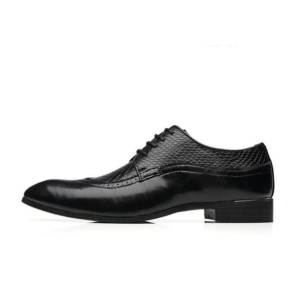 

solid color low heel leather business shoes mens slip-on loafers formal dress shoes big size for wedding party, Black