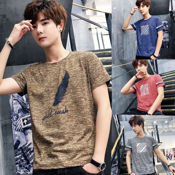 

limited time snapping up] 2019 summer new style short sleeve t-shirt men's quick- half sleeve t-shirt college style base shi, White;black