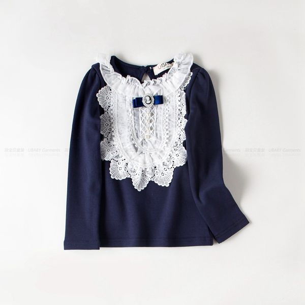 

toddler little girls long sleeve blouse 2-8 years kids cotton warm shirts, Blue