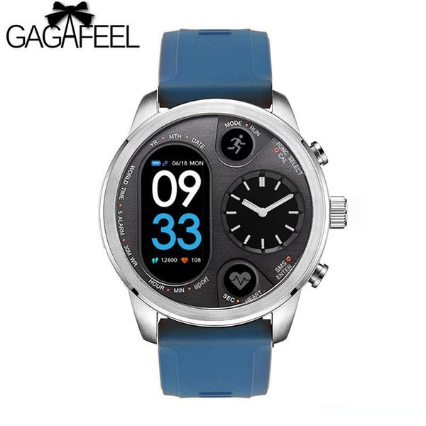 

gagafeel t3 sport hybrid smart watch stainless steel fitness activity tracker ip68 waterproof standby 15 days brim smartwatch, Slivery;brown