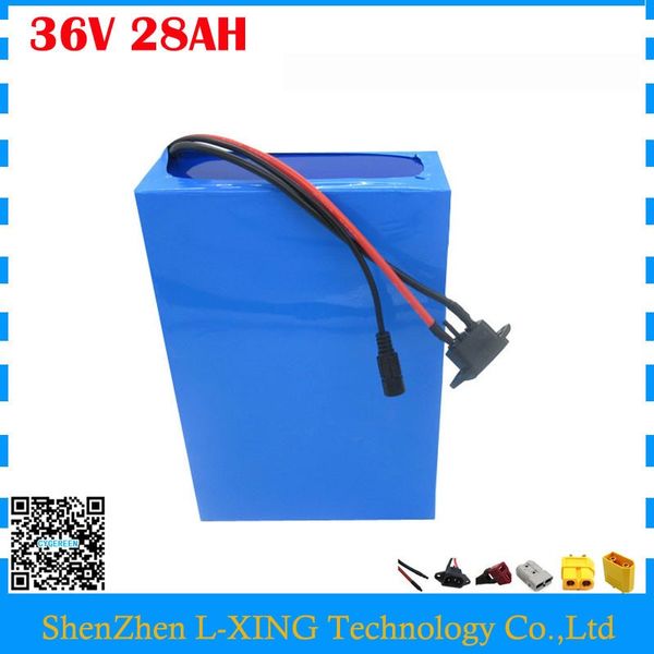 Kostenlose Zollgebühr 1000W 1500W 36V 28AH Elektrofahrradbatterie 36V Lithiumbatterie Verwendung GA 3500mAh Zelle 50A BMS mit 4A Ladegerät