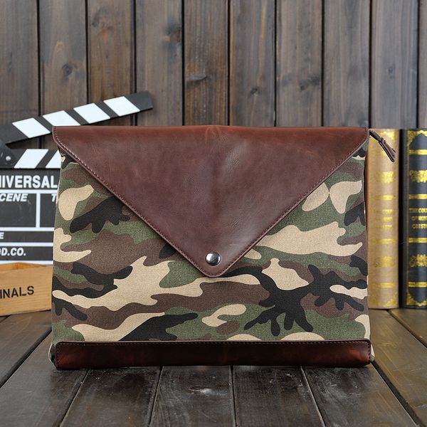 

q casual retro men's bag camouflage handbag casual file handbag