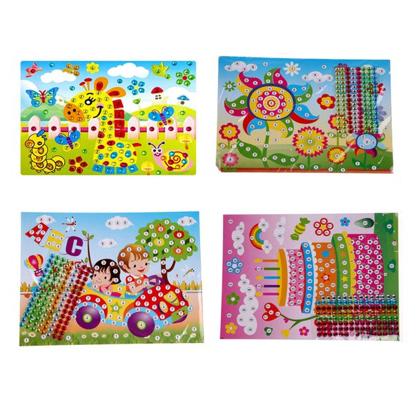 

10 pcs wholesale diy handmade crystal diamond and paper sticker paste painting mosaic puzzle earily enducation kids toys