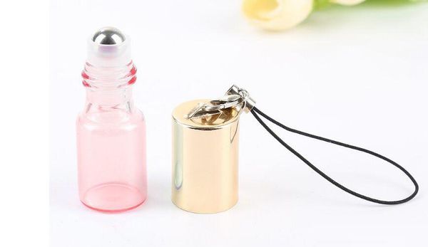 

5ml pendant pearl lustre color rollon metal roller ball bottle essential oil empty perfume glass vials key chain glass roller bottles gbn