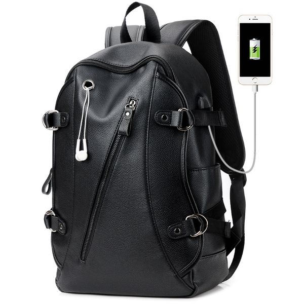 

16 inch lapbackpack pu leather buiness backpacks for men casual school bag male large capacity double shoulder bags
