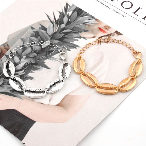 

1pc mix colors bohemian cowrie shell bracelet beach nautical pendant women summer vacation gift jewelry accessories e2558/e2559, Black