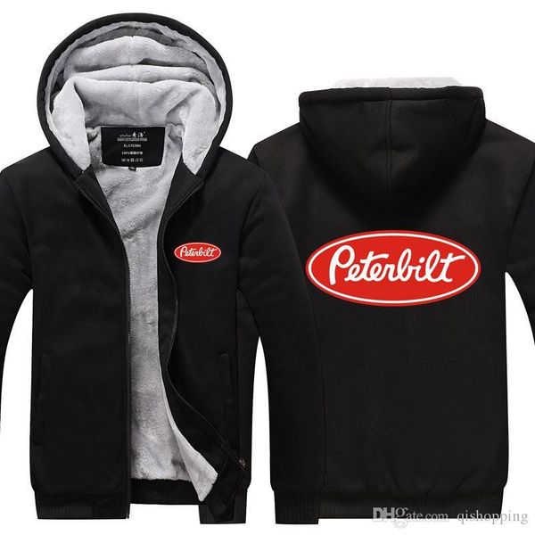 

peterbilt hoodie cotton coat winter thicken fleece zipper casual winter jacket super warm leisure sweatshirt sportswear us eu size, Blue;black