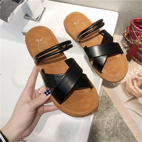 

flat sandals women shoes gladiator open women's summer shoes jelly sandals female casual women's flat platform beach, Black