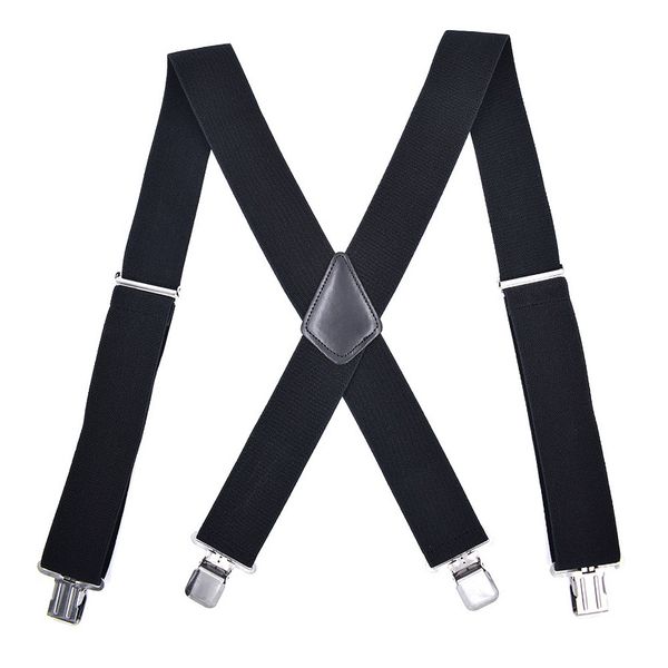 

50mm wide elastic adjustable men trouser braces suspenders x shape with strong metal clips nyz shop, Black;white