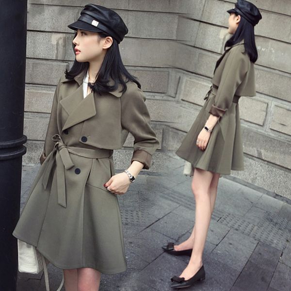 

la maxza thin slim casual trench coat for women elegant women coats and jackets england style european autum wind breaker, Tan;black