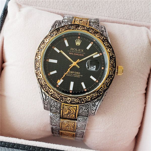 

new fashion casual sports military men's watches luxury stainless steel 43mm quartz date male mens watches reloj vintage swiss clock, Slivery;brown