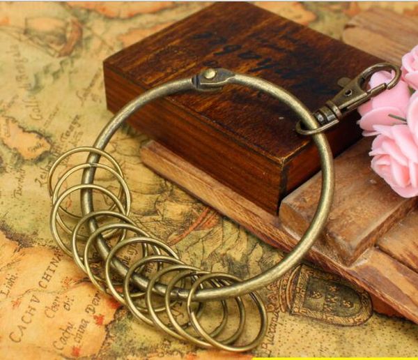 

oversized 10-ring retro key ring ring keychain bronze texture is good, Silver