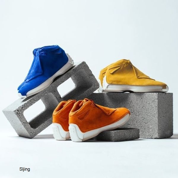 

designer men 18 18s toro basketball sport shoes red suede yellow orange blue royal cool grey og cdp discount trainer athletic sneakers 41-47