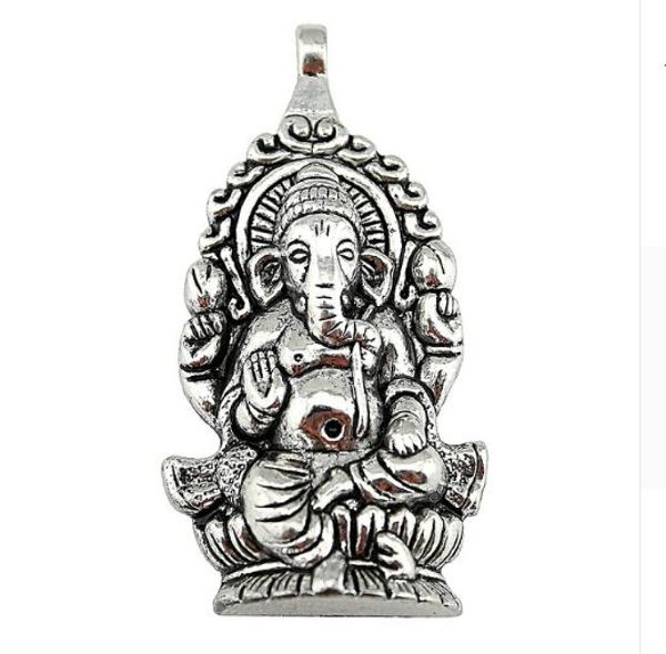 20 pcs Liga Religião Tailândia Ganesha Buda Elefante Encantos Antique Prata Encantos Pingente para Colar de Jóias Faça Conclusões 62x32mm
