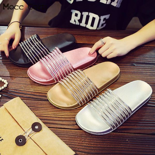

slippers summer floor shoes women bathroom rhinestone home flip flops fashion platform sandals ladies wedges slips casual, Black
