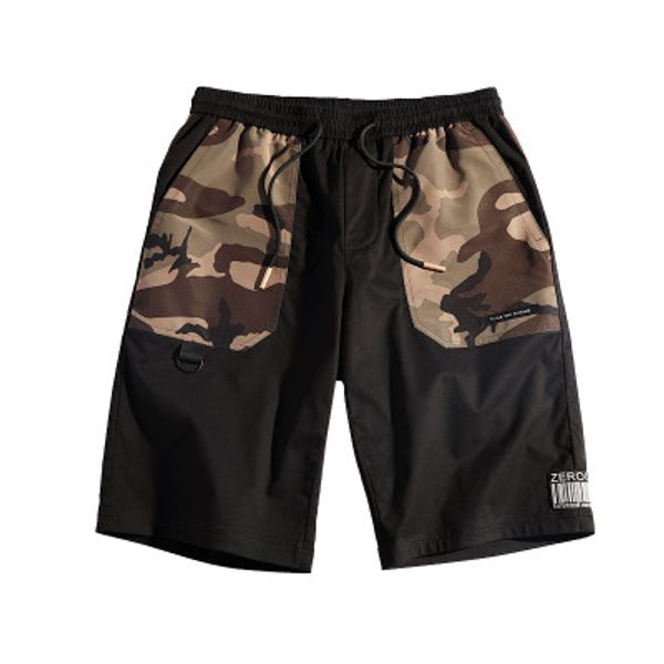 

mens ins hot casual shorts loose cargo camouflage pants summer breathable male clothing knee length shorts, White;black