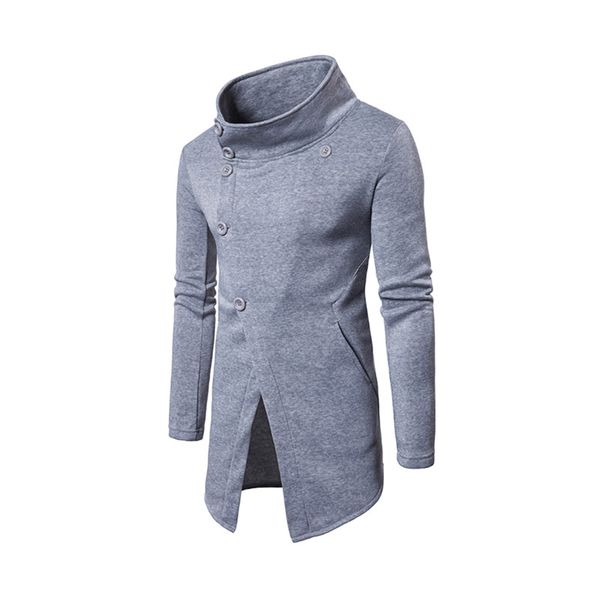 

mens cardigan long overcoats jacket men's fashion slant button sweater jacket coat men male coat men standing collar y, Black