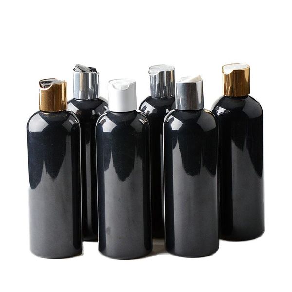 300 X 300ml Bottiglia di gel doccia nero con tappo a vite in argento dorato 10OZ Barattolo di stoccaggio per shampoo per la casa di lusso all'ingrosso