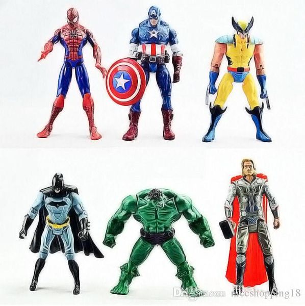 

6x marvel the avengers hulk captain wolverine batman spiderman figure collection t05 new arrival