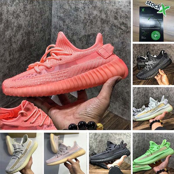 

С Box Stock X Новые Kanye West Antlia Розовый Статический GID Clay True Form Кроссовки Марка Дизайнер Повседневные Кроссовки Размер 5-13