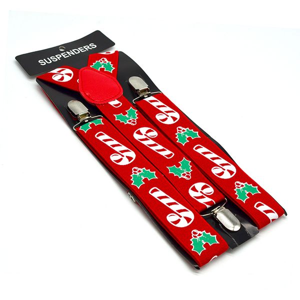 

christmas suspenders for women men's brace new color christmas tree pattern holiday gift for friend family 120cm length, Black;white