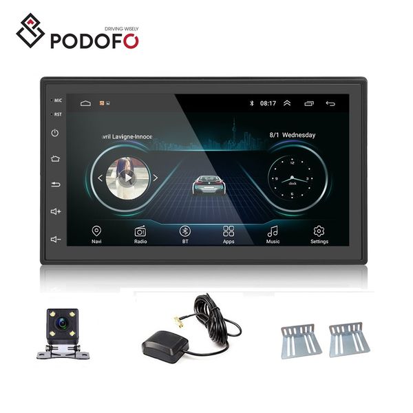 

Podofo Android 8.1 DVD-плеер автомобиля 2 Din 2.5D стекла 7" сенсорный экран автомобиля Радио Авторадио навигации GPS Wifi Bluetooth Зеркало Link Камера заднего вида