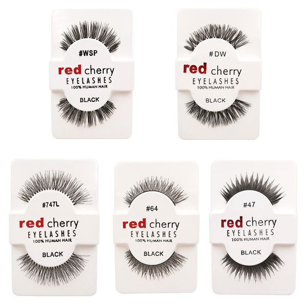 

natural false eyelashes red cherry hand made long volume 12 pairs lot black eyelashes ing