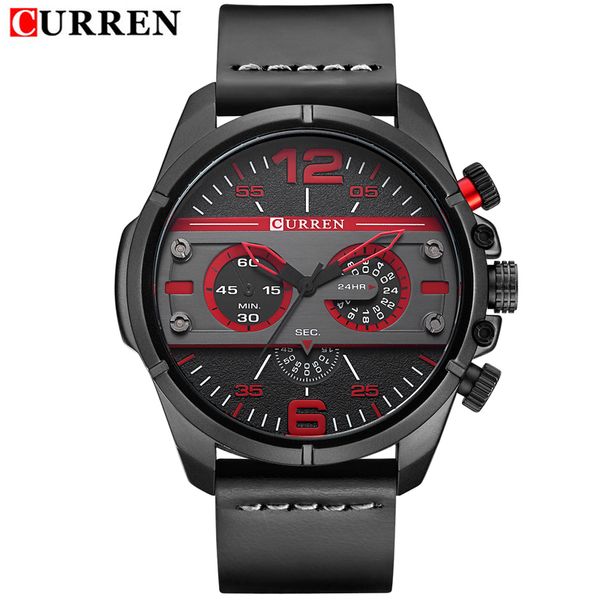 

curren men watch classic black leather strap men wristwatch fashion sport waterproof watch relogio masculino, Slivery;brown