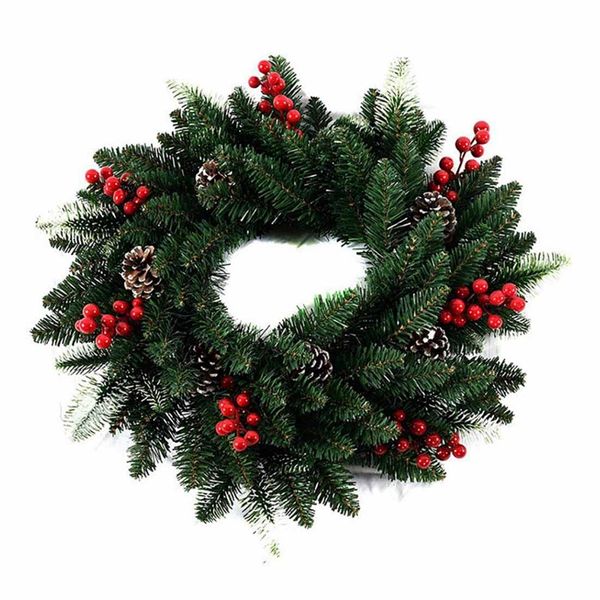 

practical boutique 40cm christmas wreath door decoration artificial foam berry wreath with natural pine cone pendant wall decor