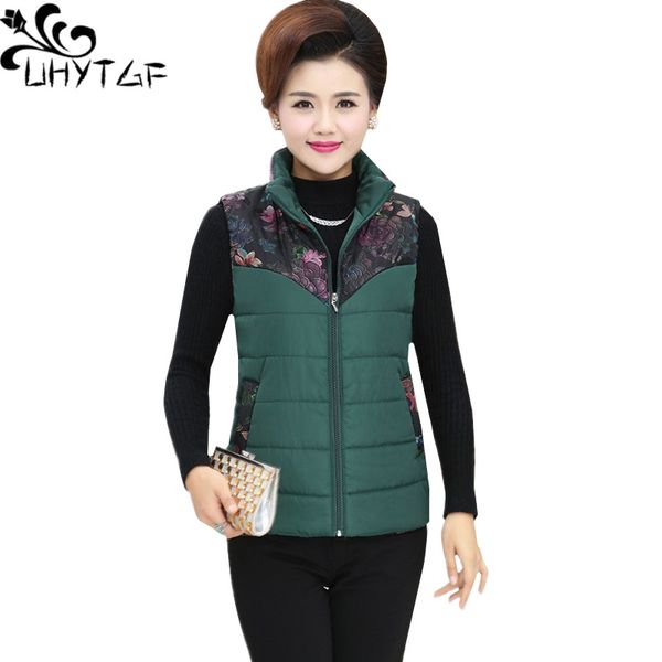 

uhytgf women sleeveless jacket down jacket winter vest parka female stand collar casual short cotton waistcoat 4xl plus size1104, Black;white
