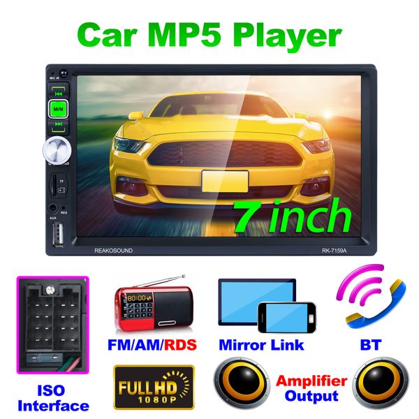 

2 din car rudio 7" touch screen bluetooth stereo radio mp5 player european rds with reversing image rear view camera