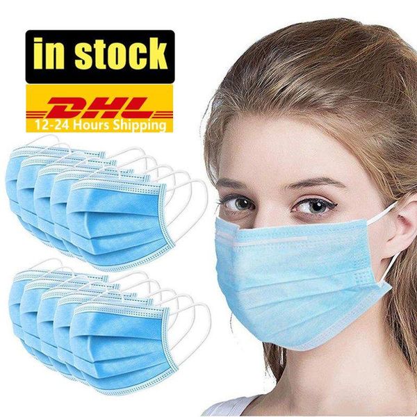 

2020 fast shipping in stock 100 pcs dust-proof masks with elastic earrings 3 layers disposable anti dust mouth protective face masks dhl