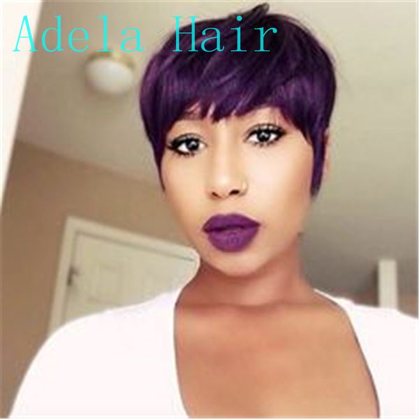 Short None Lace Wigs For Women Straight Brazilian Human Remy Hair Wig With Natural Black Color Geisha Wigs Egyptian Wigs From Adelahair 45 92