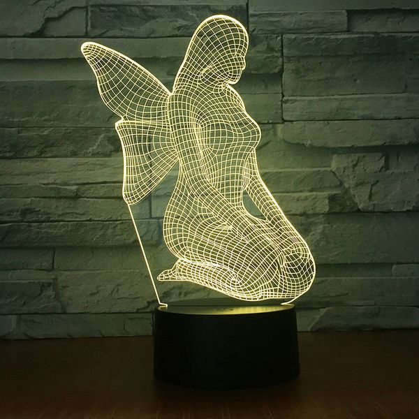 

new peculiar electronic product angel 3d vision lamp originality birthday gift colorful led small night-light customized