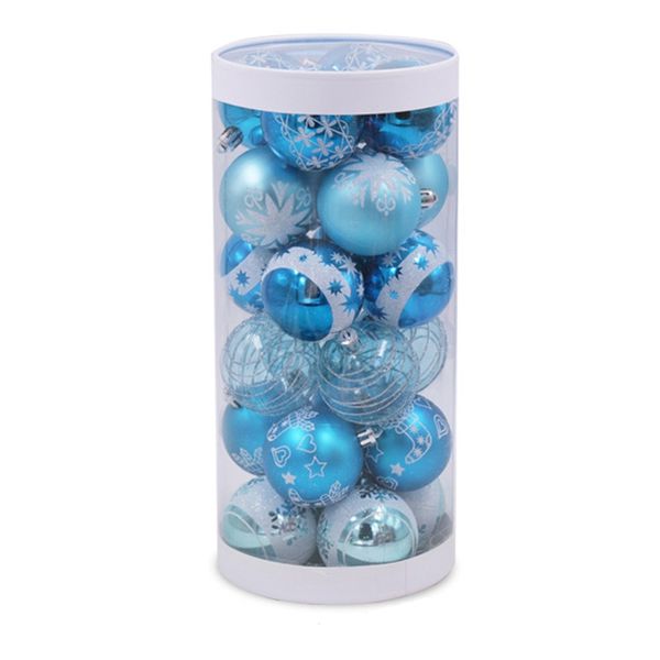 

24pcs 6cm blue drawing christmas balls christmas tree hanging ball decor tree ball ornaments for xmas party supplies decor