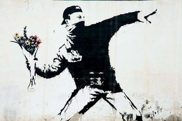

бэнкси street граффити urban art цветочную броском картины home decor расписанную hd картины печать холст, масло wall art pictures 200218