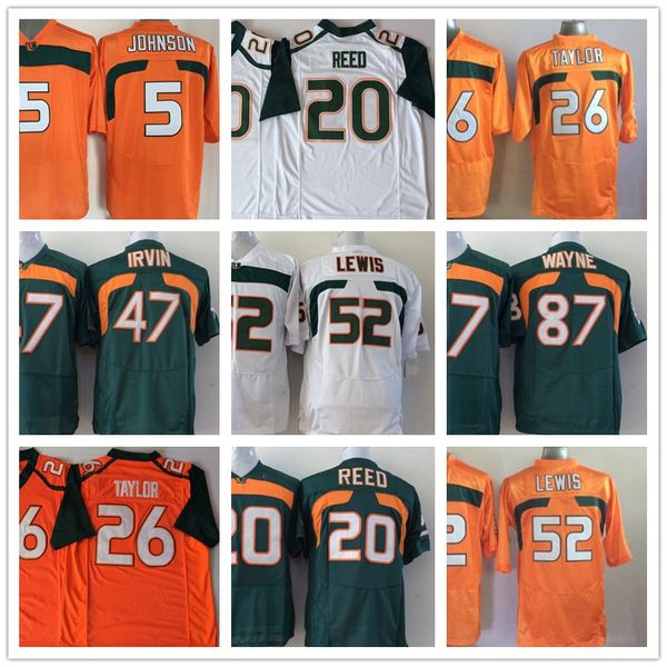 

Miami Hurricane 5 Andre Johnson 20 Ed Reed 26 Sean Taylor 47 Michael Irivin 52 Ray NCAA College Football Jerseys Stitched logos