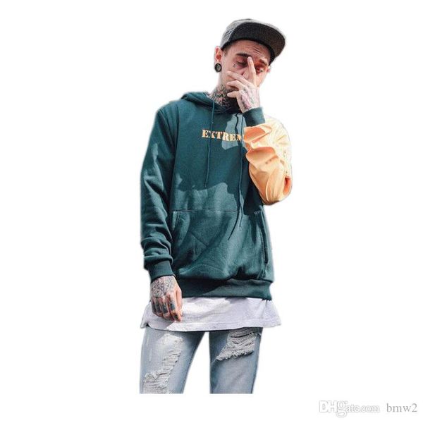 

patchwork color block sweatshirt with hoodie men 2017 spring new fashion streetwear men's hoodies, Black