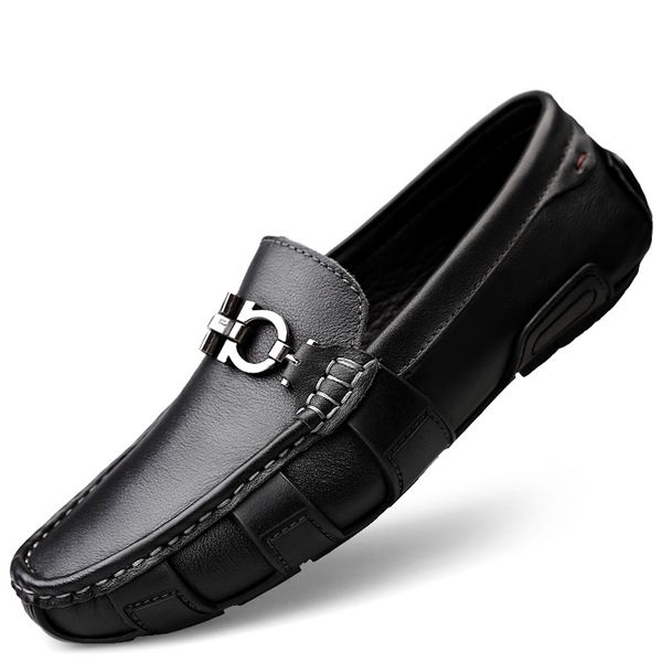 

fashion men's shoes casual genuine leather cow classic black & white big size 36-47 shoe man loafers slip-on shoes for men