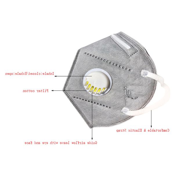 

10pcs mask folding nonwoven valved dust mask pm 2.5 respirator mouth mask with valve 5qp0