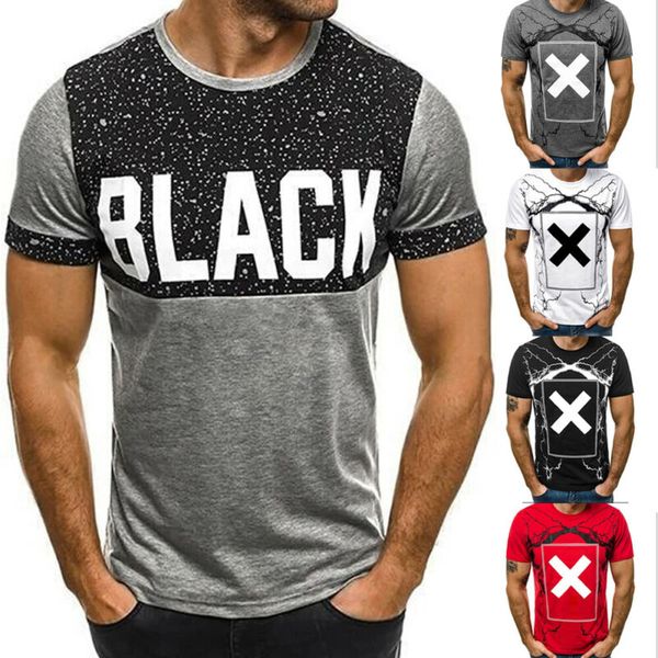 

summer men's o neck short sleeve basic t-shirt casual men's t-shirts, White;black