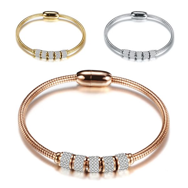 

titanium steel bracelets elegant fashion zircon charm bracelets wholesale 18k gold plated stainless steel bracelets lbr043, Golden;silver