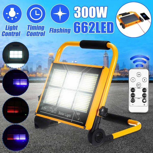 

100w 200w 300w led work light portable lanterns built-in battery spotlight rechargeable solar energy lamp outdoor camping