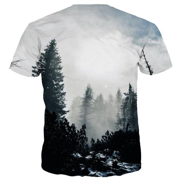 

casual o-neck new arrivals men women 3d t-shirt print winter forest trees quick dry summer tees brand tshirts newest, White;black
