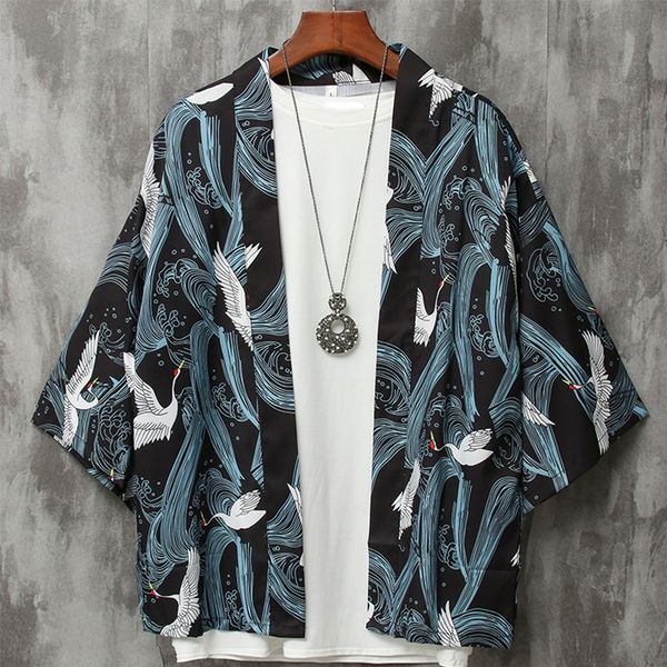 

Mens Japanese Style Cardigan male yukata mens haori Japanese samurai clothing traditional clothing