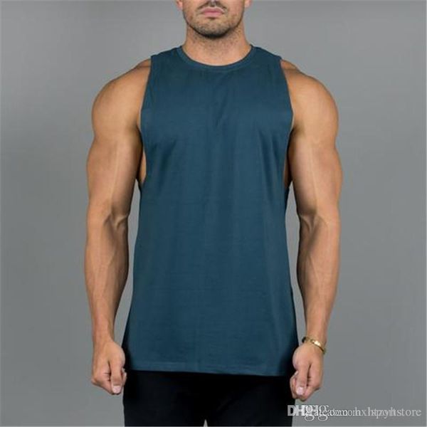 

fitness tank men bodybuilding 2017 clothing fitness men shirt crossfit vests cotton singlets muscle punisher zoobear, Gray;blue